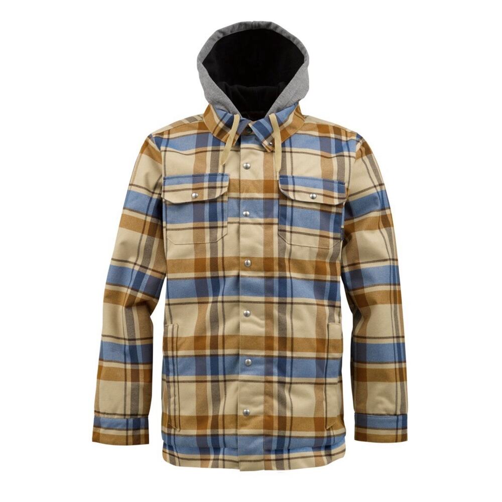 Burton DryRide Plaid Hooded Jacket Mens M Flannel Snowboard Coat 2013 Drop